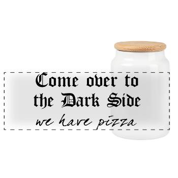Dark Side - Panoramic Cookie Jar with Wooden Lid - white - Front