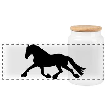 Cheval de course - Boîte à biscuits avec couvercle en bois - blanc - Devant