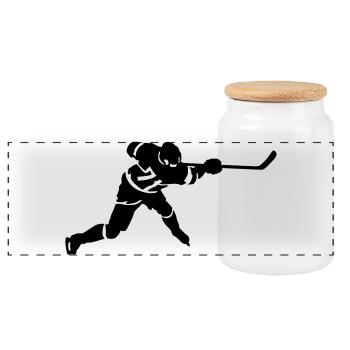 Hockey - Boîte à biscuits avec couvercle en bois - blanc - Devant