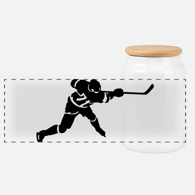 Eishockey - Panorama Keksdose mit Holzdeckel - Weiß