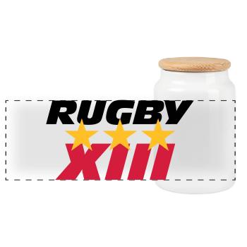 Rugby XIII - Panoramic Cookie Jar with Wooden Lid - white - Front