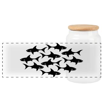 Hai shark - Panorama Keksdose mit Holzdeckel - Weiß - Vorne