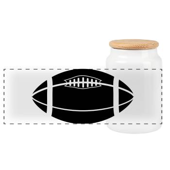 foot américain - Boîte à biscuits avec couvercle en bois - blanc - Devant