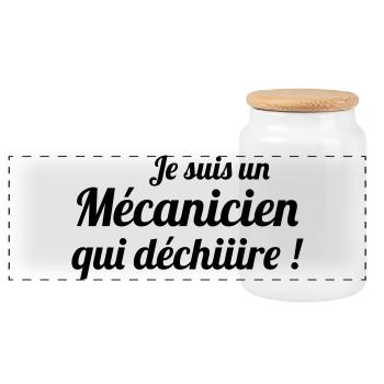 Je suis un Mécanicien qui déchiiire ! - Boîte à biscuits avec couvercle en bois - blanc - Devant