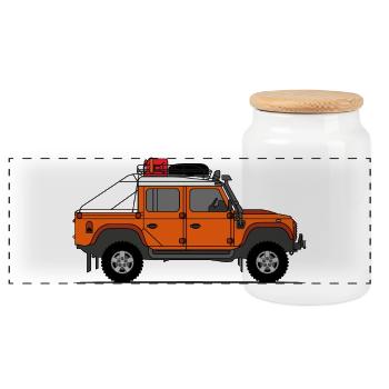 Defender Double Cab Offroad Orange - Boîte à biscuits avec couvercle en bois - blanc - Devant