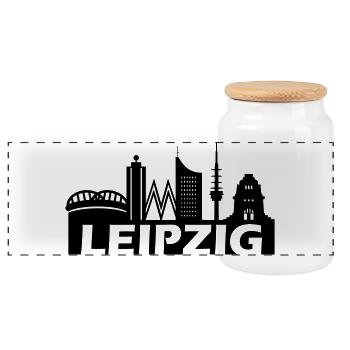 Skyline de Leipzig - Boîte à biscuits avec couvercle en bois - blanc - Devant
