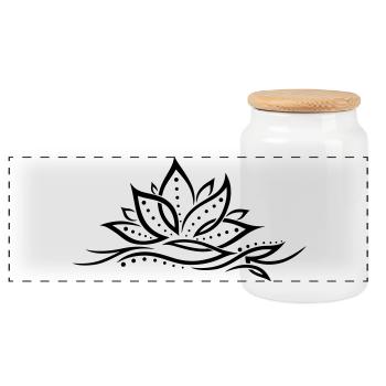 Lotus lotus flower lotus flower yoga - Panoramic Cookie Jar with Wooden Lid - white - Front