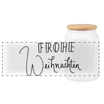 Frohe Weihnachten - Panorama Keksdose mit Holzdeckel - Weiß - Vorne