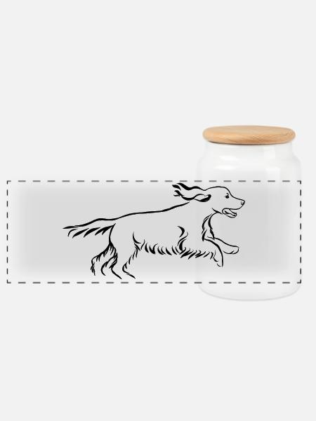 Cocker Spaniel - Panorama Keksdose mit Holzdeckel - Weiß