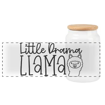 Little Drama Llama - Panoramic Cookie Jar with Wooden Lid - white - Front