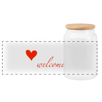 welcome - Panorama Keksdose mit Holzdeckel - Weiß - Vorne