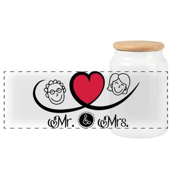 Mr and Mrs - Boîte à biscuits avec couvercle en bois - blanc - Devant