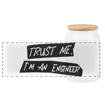 Engineer With Panzertape - Panoramic Cookie Jar with Wooden Lid - white - Front