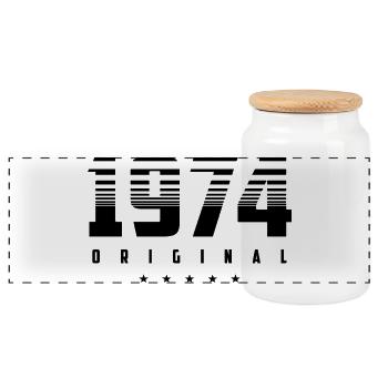 Geboren 1974 das Original - Panorama Keksdose mit Holzdeckel - Weiß - Vorne