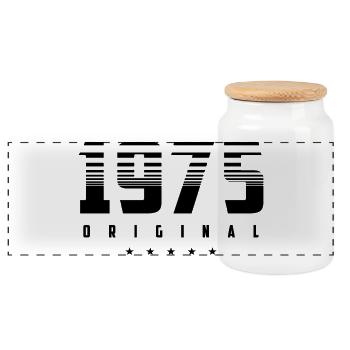 Geboren 1975 das Original - Panorama Keksdose mit Holzdeckel - Weiß - Vorne