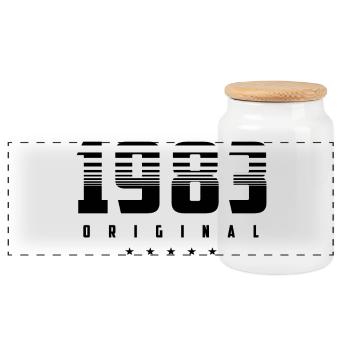 Né en 1983 l’original - Boîte à biscuits avec couvercle en bois - blanc - Devant
