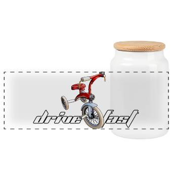Tricycle - Boîte à biscuits avec couvercle en bois - blanc - Devant