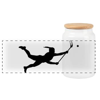 Flooball Girl Vector Graphics - Panoramic Cookie Jar with Wooden Lid - white - Front
