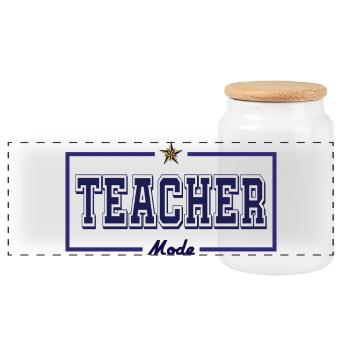 Teacher mode - Panoramic Cookie Jar with Wooden Lid - white - Front