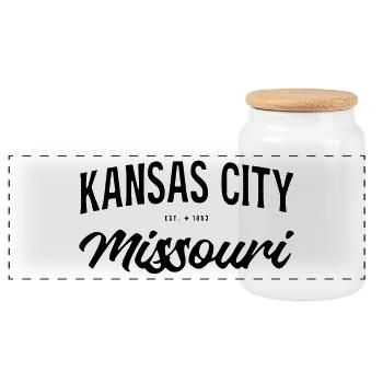 Lettrage vintage de Kansas City Missouri - Boîte à biscuits avec couvercle en bois - blanc - Devant