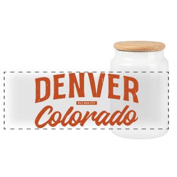 Denver Colorado Retro Script Logo - Panorama Keksdose mit Holzdeckel - Weiß - Vorne