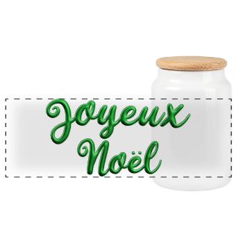 Joyeux Noël Vert Sapin - Boîte à biscuits avec couvercle en bois - blanc - Devant