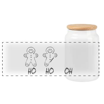 Gingerbread man - ho ho oh! Cookies, Christmas - Panoramic Cookie Jar with Wooden Lid - white - Front
