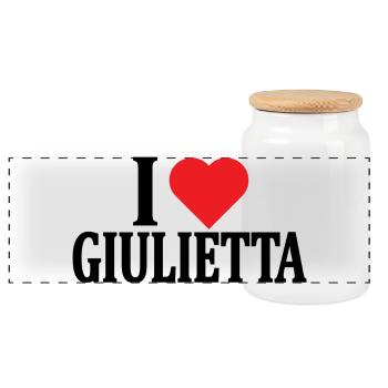 T-Shirt I love Juliet T-Shirt Geschenkidee - Panorama Keksdose mit Holzdeckel - Weiß - Vorne
