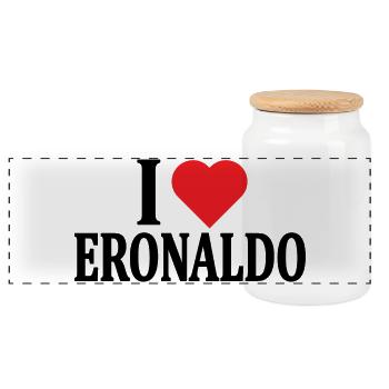 t-shirt I love Eronaldo t-shirt gift idea - Panoramic Cookie Jar with Wooden Lid - white - Front