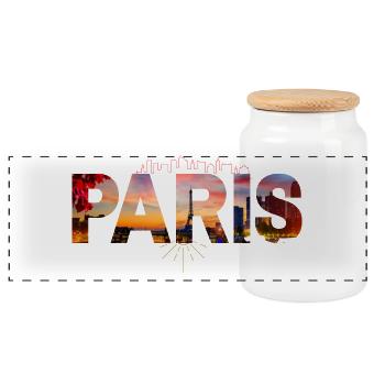 Paris Skyline Cutout 75 - Panoramic Cookie Jar with Wooden Lid - white - Front