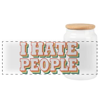 Je déteste les gens | Je déteste les gens - Boîte à biscuits avec couvercle en bois - blanc - Devant