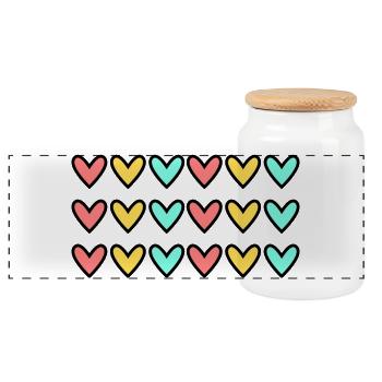 ANNIVERSARY. HAPPY BIRTHDAY. HAPPY BIRTHDAY. - Panoramic Cookie Jar with Wooden Lid - white - Front