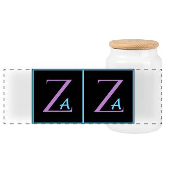Zaza - Panoramic Cookie Jar with Wooden Lid - white - Front