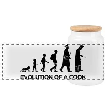 Évolution du chef - Boîte à biscuits avec couvercle en bois - blanc - Devant