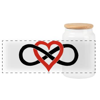 Infinite Love (Black) - Panoramic Cookie Jar with Wooden Lid - white - Front