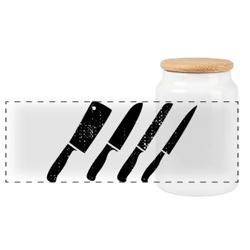 Croquis de jeu de couteaux - Boîte à biscuits avec couvercle en bois - blanc - Devant