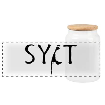 Sylt Wort schwarz - Panorama Keksdose mit Holzdeckel - Weiß - Vorne