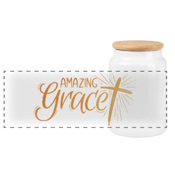 Amazing Grace Lettering - Panorama Keksdose mit Holzdeckel - Weiß - Vorne