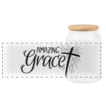 Amazing Grace Lettering - Panorama Keksdose mit Holzdeckel - Weiß - Vorne