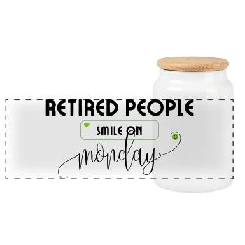 Les retraités sourient lundi en disant qu’ils prennent leur retraite. - Boîte à biscuits avec couvercle en bois - blanc - Devant