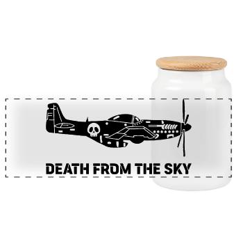 Avion de combat vintage (noir) - Boîte à biscuits avec couvercle en bois - blanc - Devant