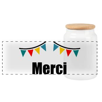 MERCI. MAÎTRESSE. MAÎTRE. MERCI MAÎTRESSE - Boîte à biscuits avec couvercle en bois - blanc - Devant