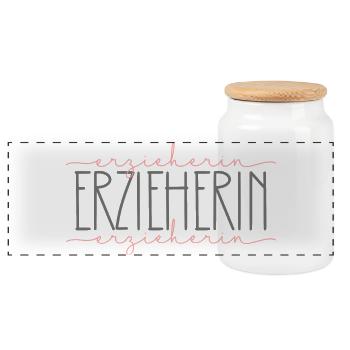Erzieherin Geschenk Kindergarten KITA Beruf - Panorama Keksdose mit Holzdeckel - Weiß - Vorne