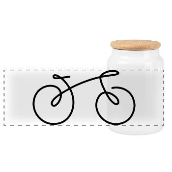 Fahrrad Linie - Panorama Keksdose mit Holzdeckel - Weiß - Vorne