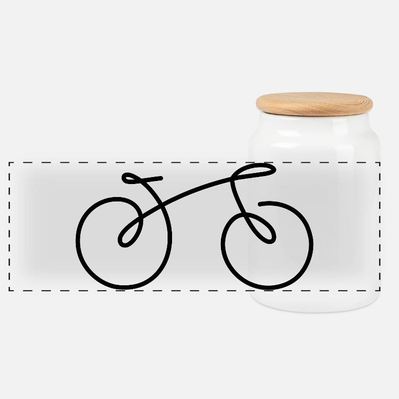 Fahrrad Linie - Panorama Keksdose mit Holzdeckel - Weiß
