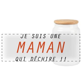 Je suis une Maman qui déchire !! - Boîte à biscuits avec couvercle en bois - blanc - Devant