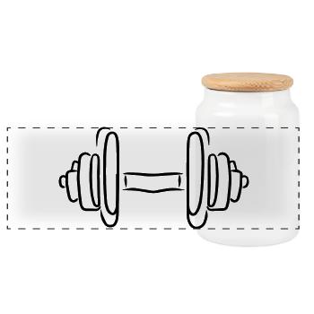 Haltère de fitness - Boîte à biscuits avec couvercle en bois - blanc - Devant