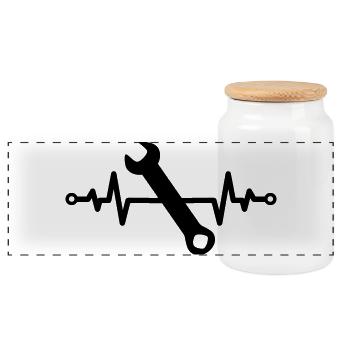 Idée cadeau : clé à molette ouverte - Boîte à biscuits avec couvercle en bois - blanc - Devant
