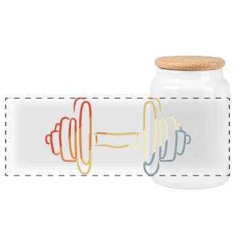Croquis d’haltères de fitness - Boîte à biscuits avec couvercle en bois - blanc - Devant
