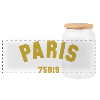 19e arrondissement de PARIS - Boîte à biscuits avec couvercle en bois - blanc - Devant